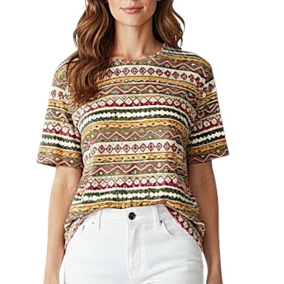 Vintage Tops - 4/$20 Vintage Geometric Print Tunic Tee I.C. Isaacs Medium
